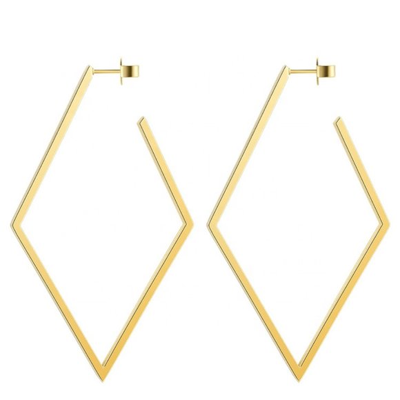 Jewelry - 18K Gold Stainless Steel Geometric Hoop Earrings Jewelry - 18K Gold Stainless Steel Geometric Hoop Earrings